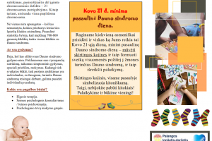 Kovo 21 d. – Pasaulinė Dauno sindromo diena