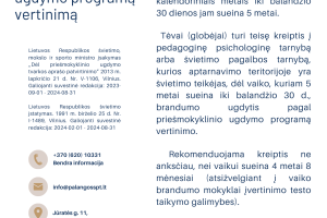 Informacija tėvams (globėjams) apie vaiko brandumo ugdytis pagal priešmokyklinio ugdymo programą vertinimą